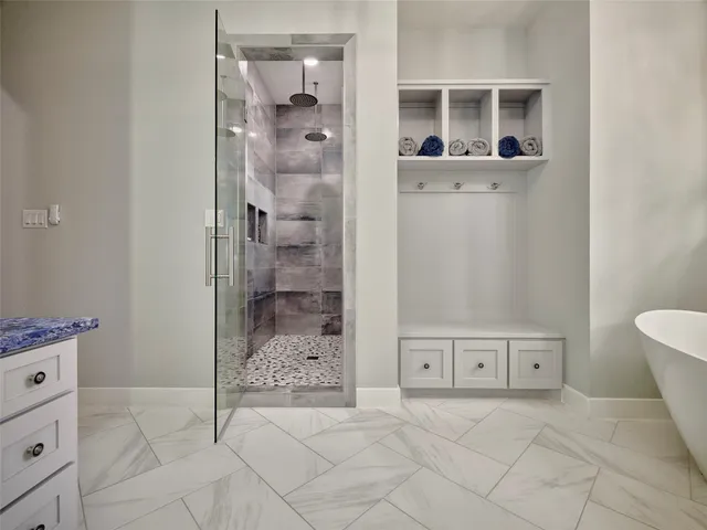 a bathroom with a shower