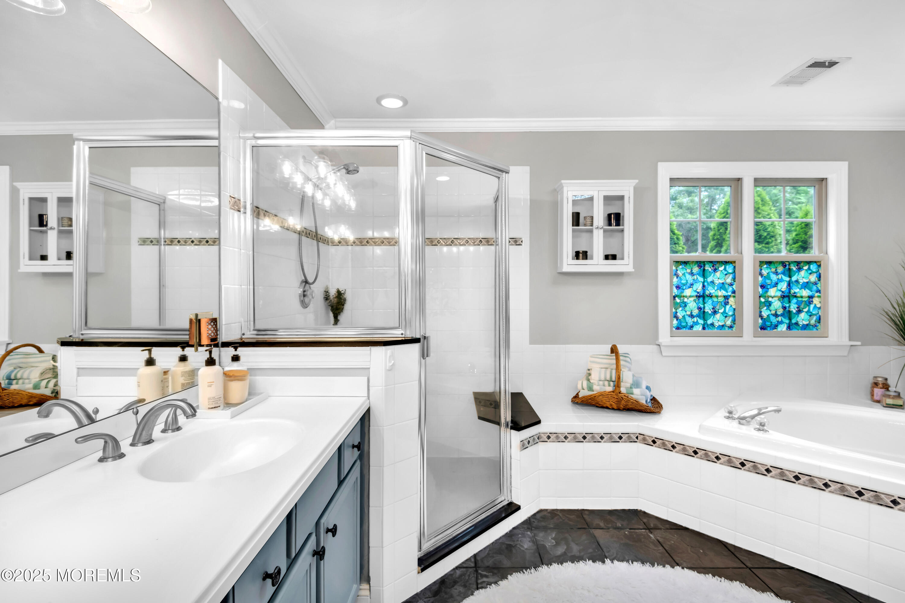 15 Conor Road Jackson, NJ 08527 - Photo 63 of 77 a bathroom with a granite countertop sink and a large mirror