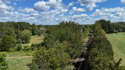 a view of a city with lush green forest
