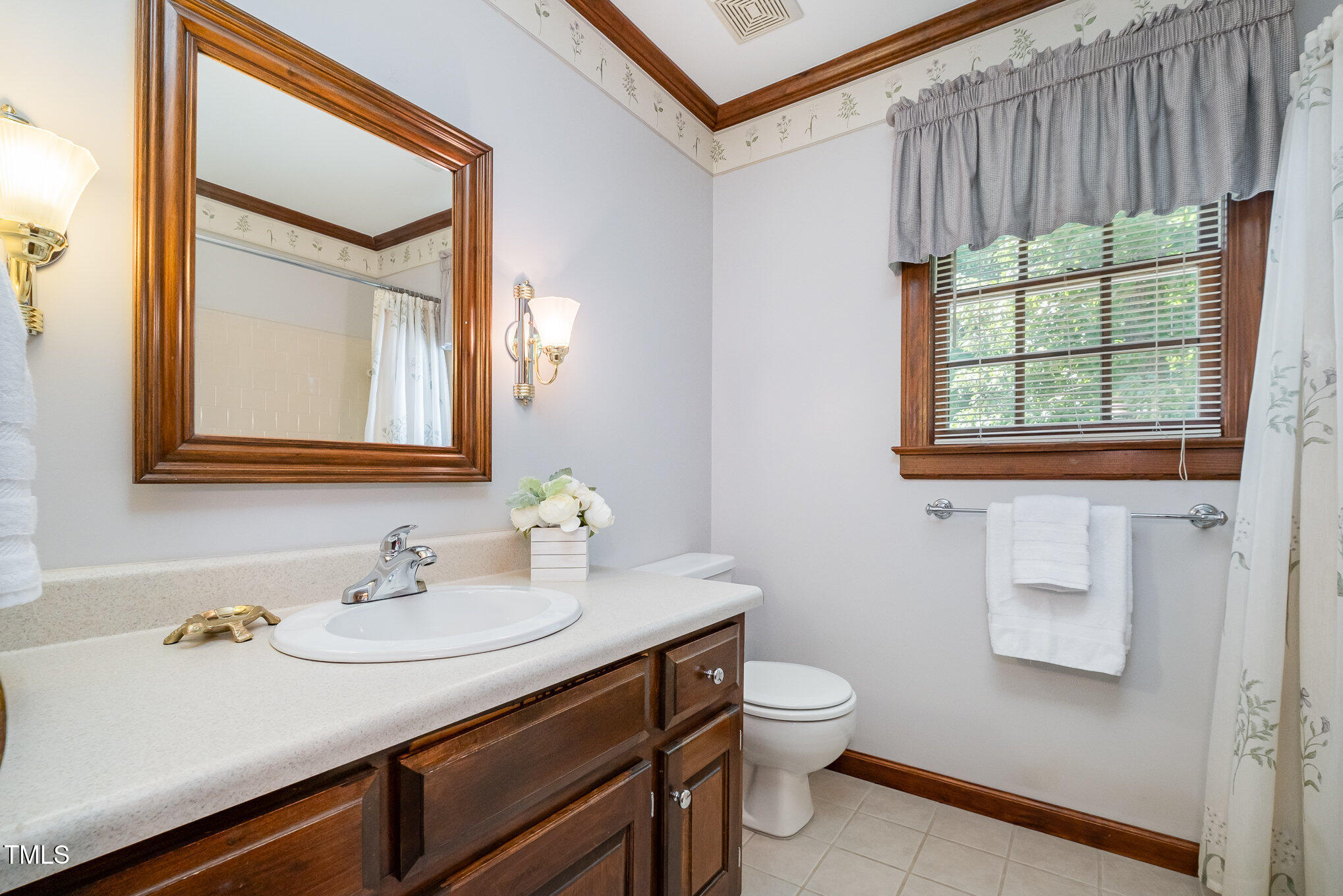 103 Donna Place Cary, NC 27513 - Photo 22 of 35 a bathroom with a sink vanity toilet and a mirror