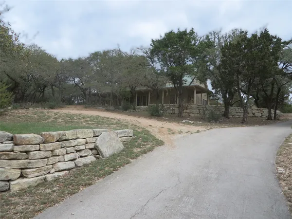 a view of a yard with trees