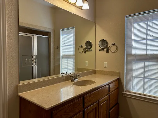 a bathroom with a bathtub