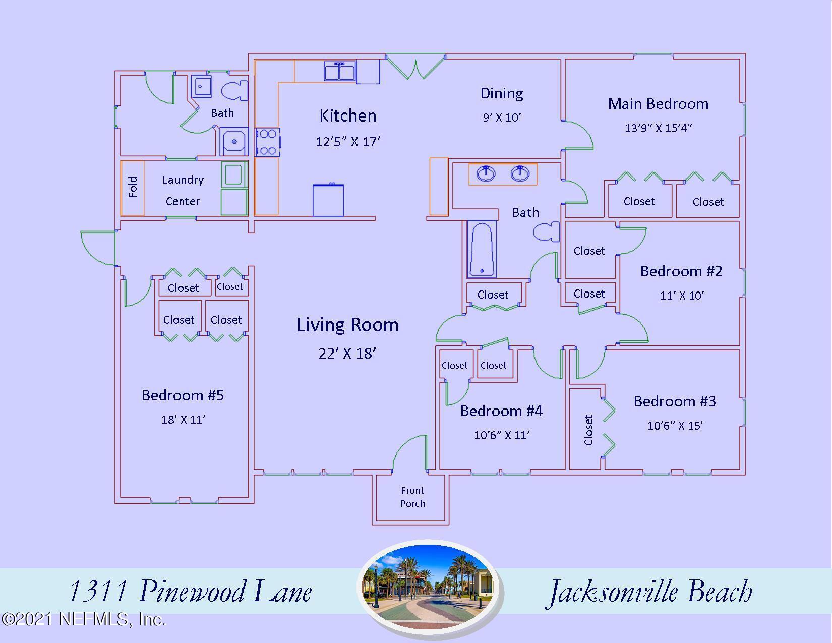 1311 Pinewood Road Jacksonville Beach, FL 32250 - Photo 40 of 40 Floor Plan