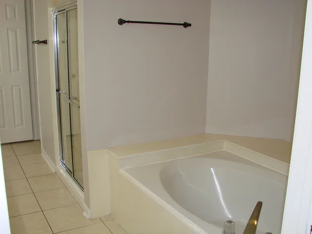 a bathroom with a bathtub