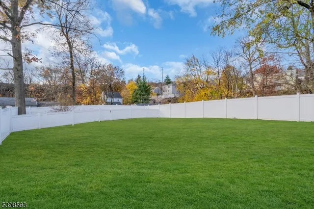 a view of yard with grass and trees