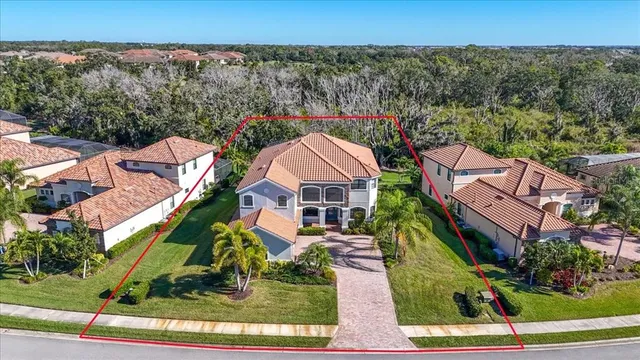 an aerial view of a house
