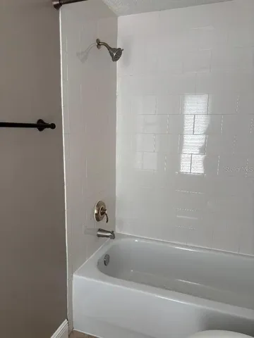 a bathroom with a bathtub