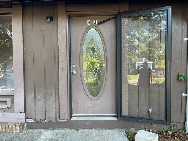 a view of a door with glass door