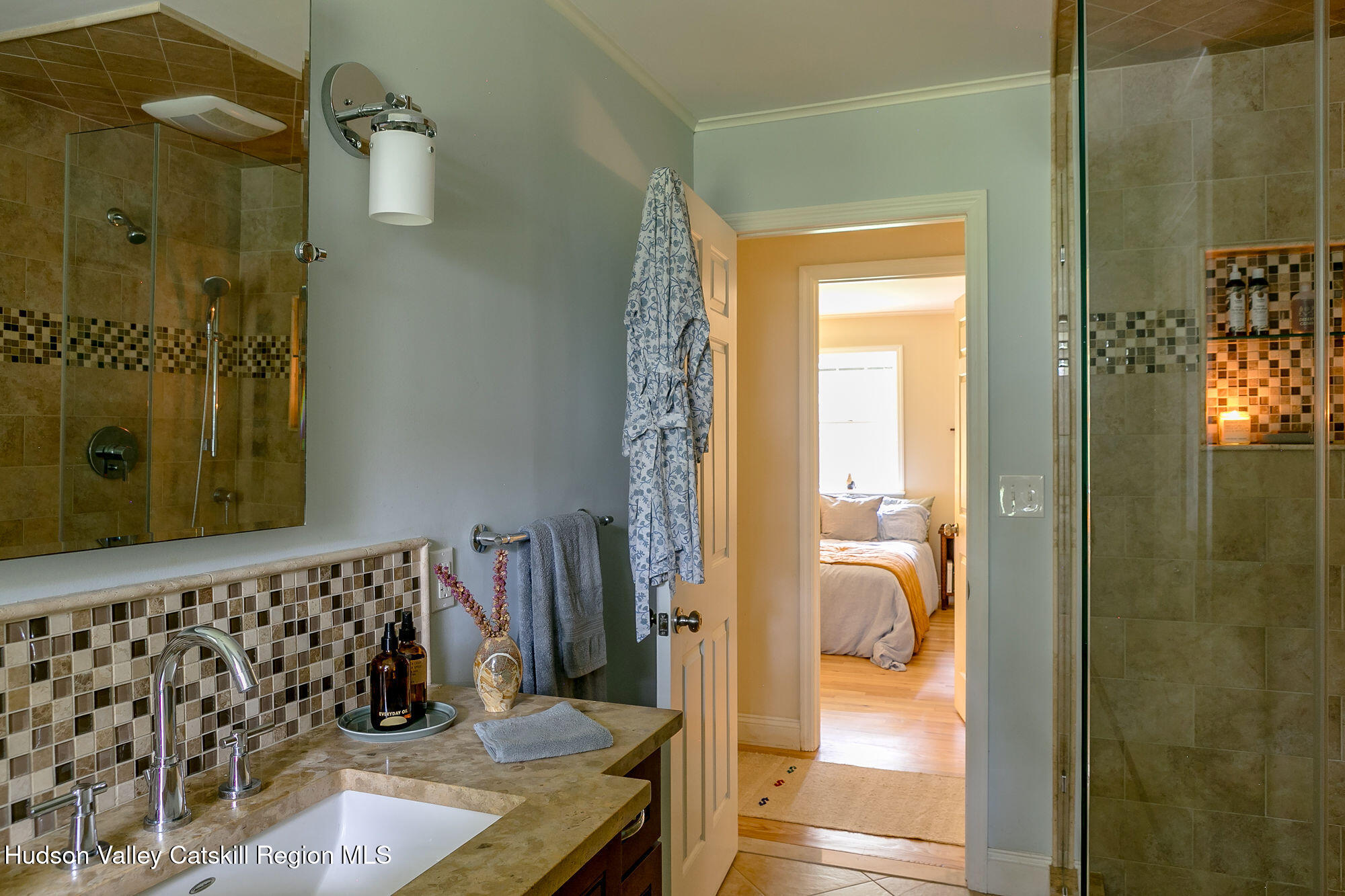 1234 Flatbush Road Kingston, NY 12401 - Photo 19 of 28 a bathroom with a granite countertop shower and a sink