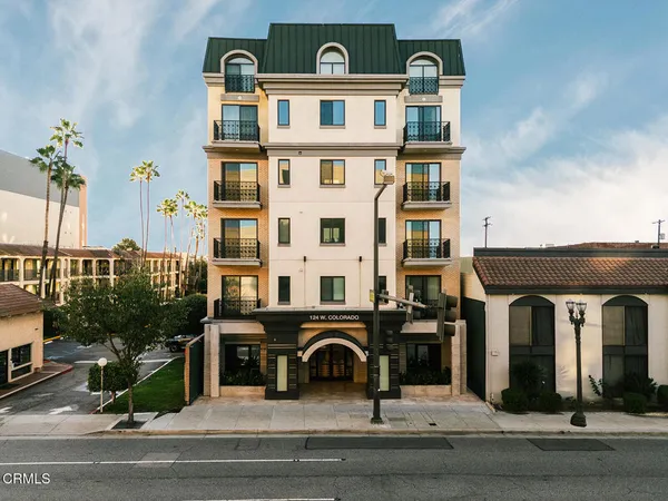 a front view of a multi story residential apartment building