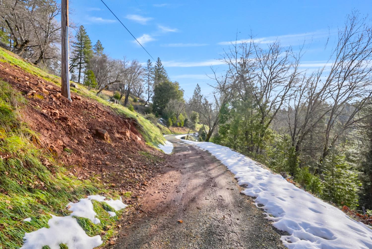 a view of a road with a yard
