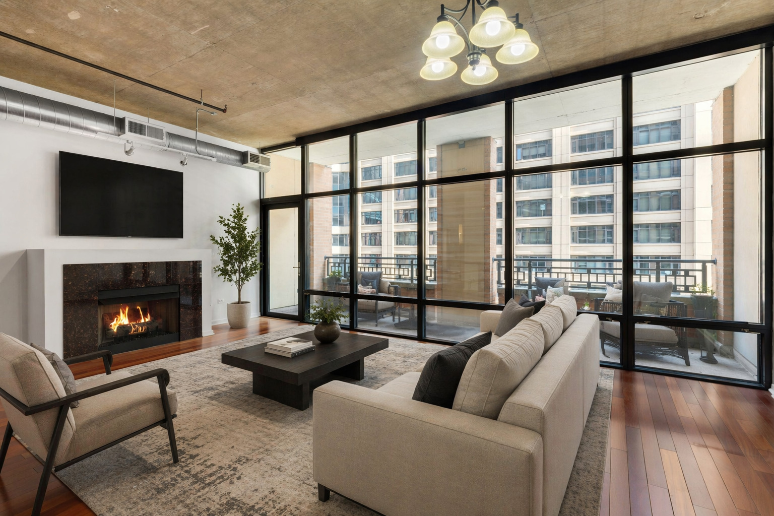 520 South State Street, Unit 705 Chicago, IL 60605 - Photo 14 of 33 a living room with furniture fireplace and a large window