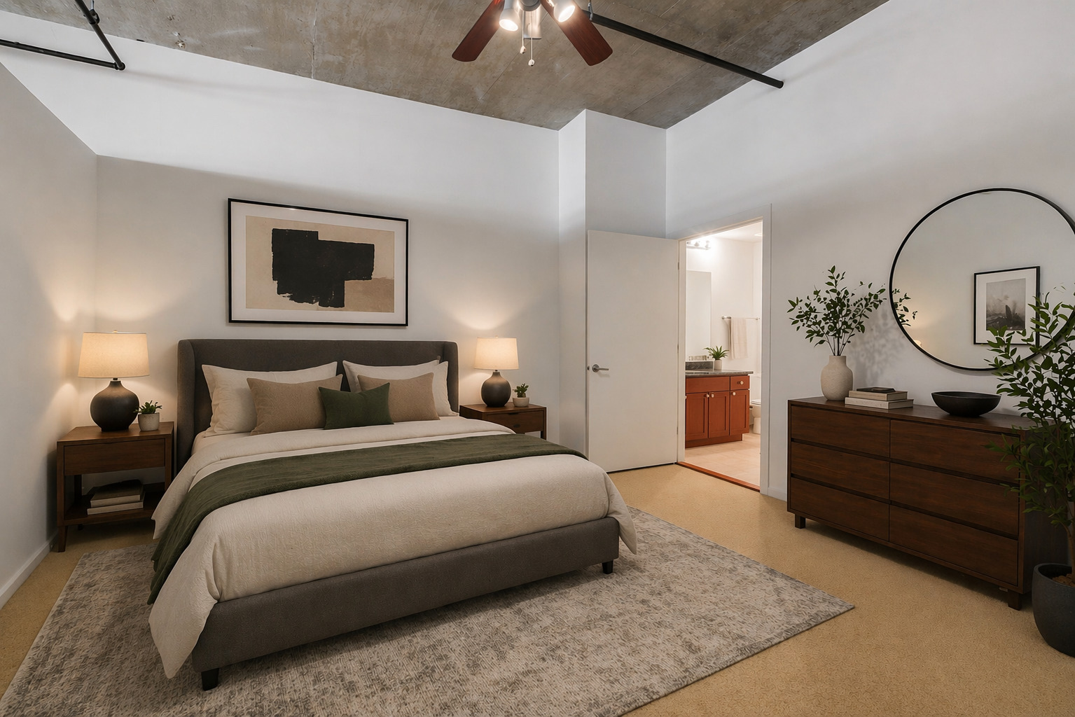 520 South State Street, Unit 705 Chicago, IL 60605 - Photo 18 of 33 a bed room with a bed mirror and a chandelier