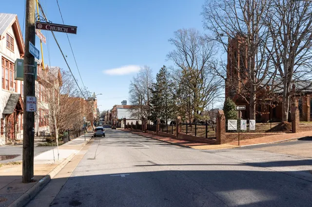 a view of a city with pathway