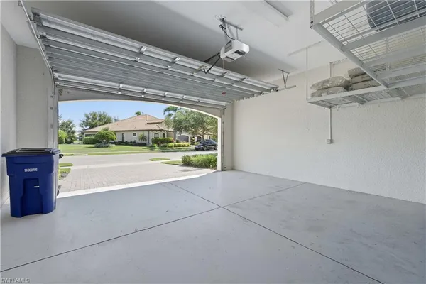 a view of a garage with furniture