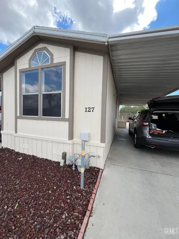 a view of a car parked in garage