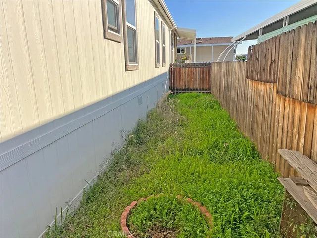 an outdoor space with seating