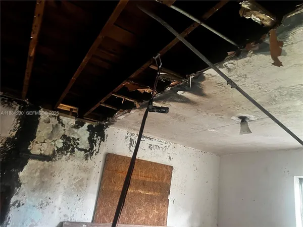 a room with a chandelier