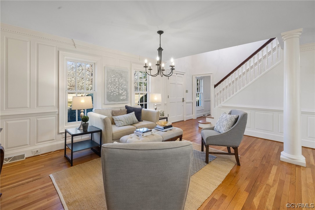 2201 Mt Blanco Road Chester, VA 23836 - Photo 14 of 49 a living room with furniture and a chandelier