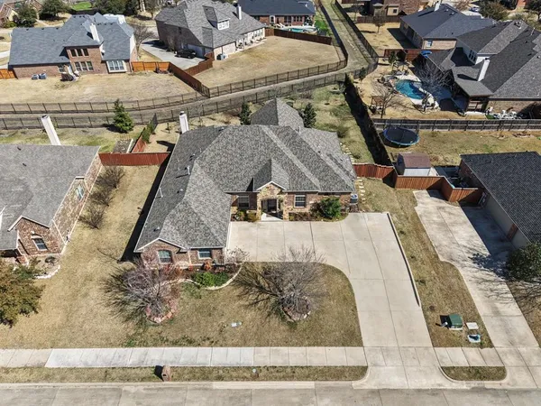 an aerial view of a large buildings