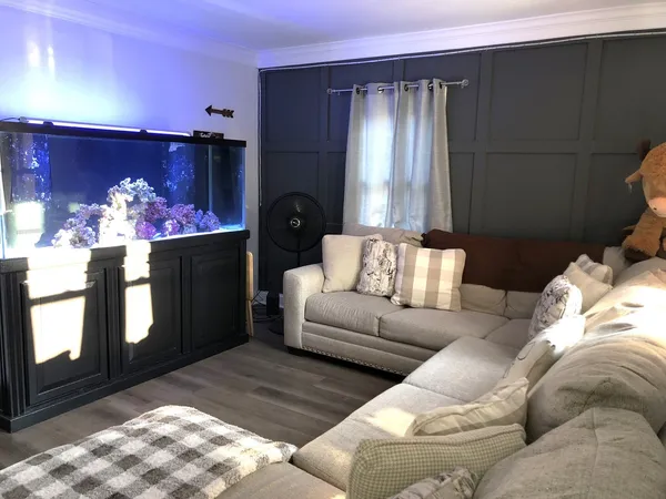 a living room with furniture and window