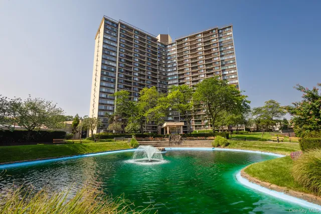 a view of a building with garden