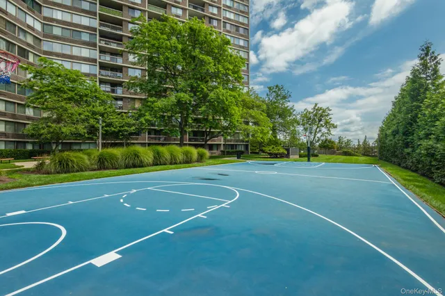 a living room with furniture and a book shelf