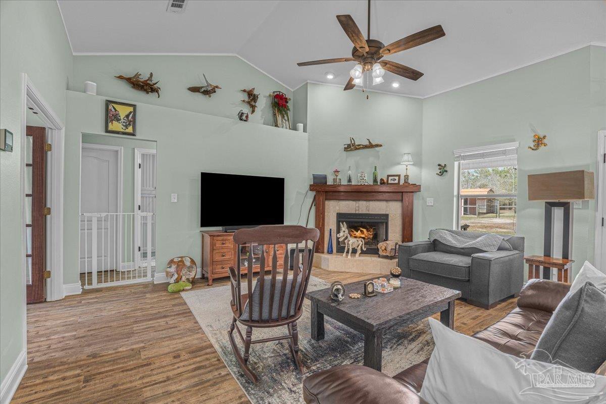1766 Narrow Road Jay, FL 32565 - Photo 25 of 55 a living room with furniture a fireplace and a flat screen tv