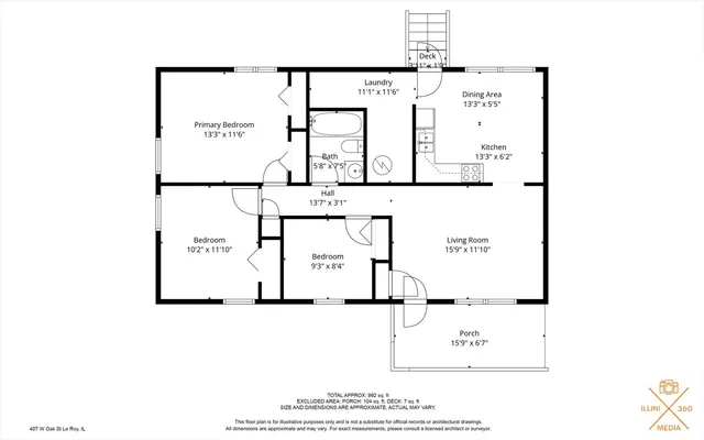 $155,000 | 407 West Oak Street, Le Roy, IL 61752