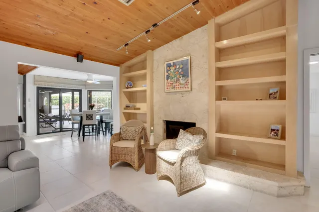 wooden floor in an empty room with a workspace