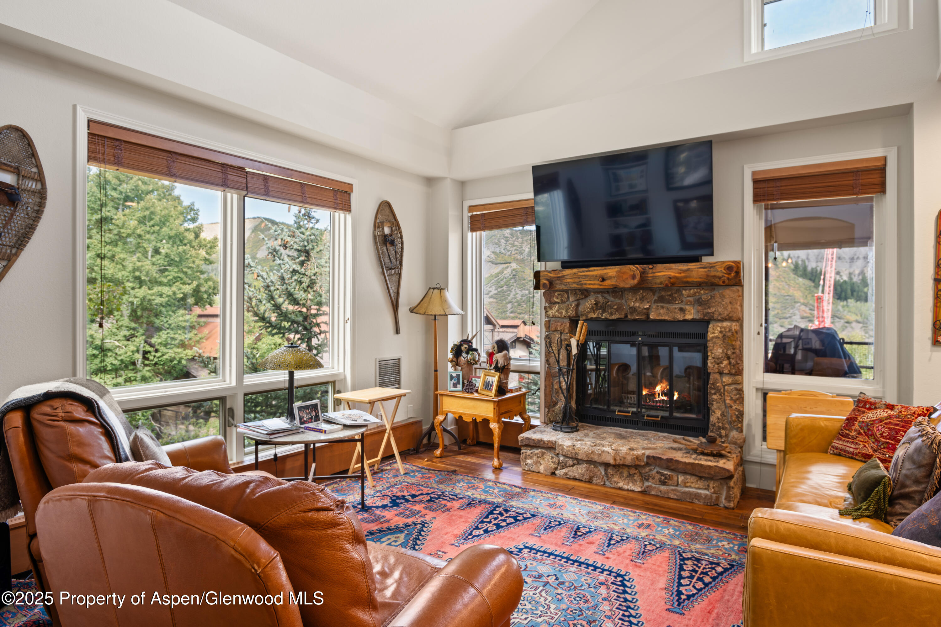 a living room with furniture a window and a fireplace