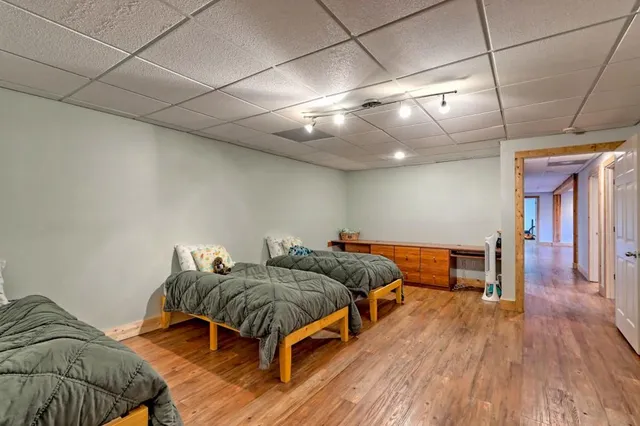 a backyard of a house with lots of green space