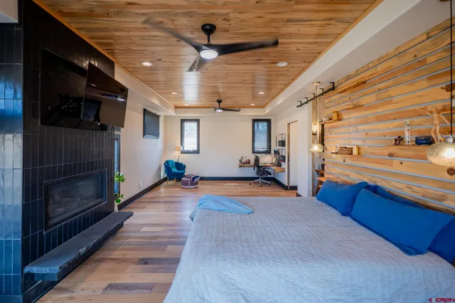 a view of an ocean with beach