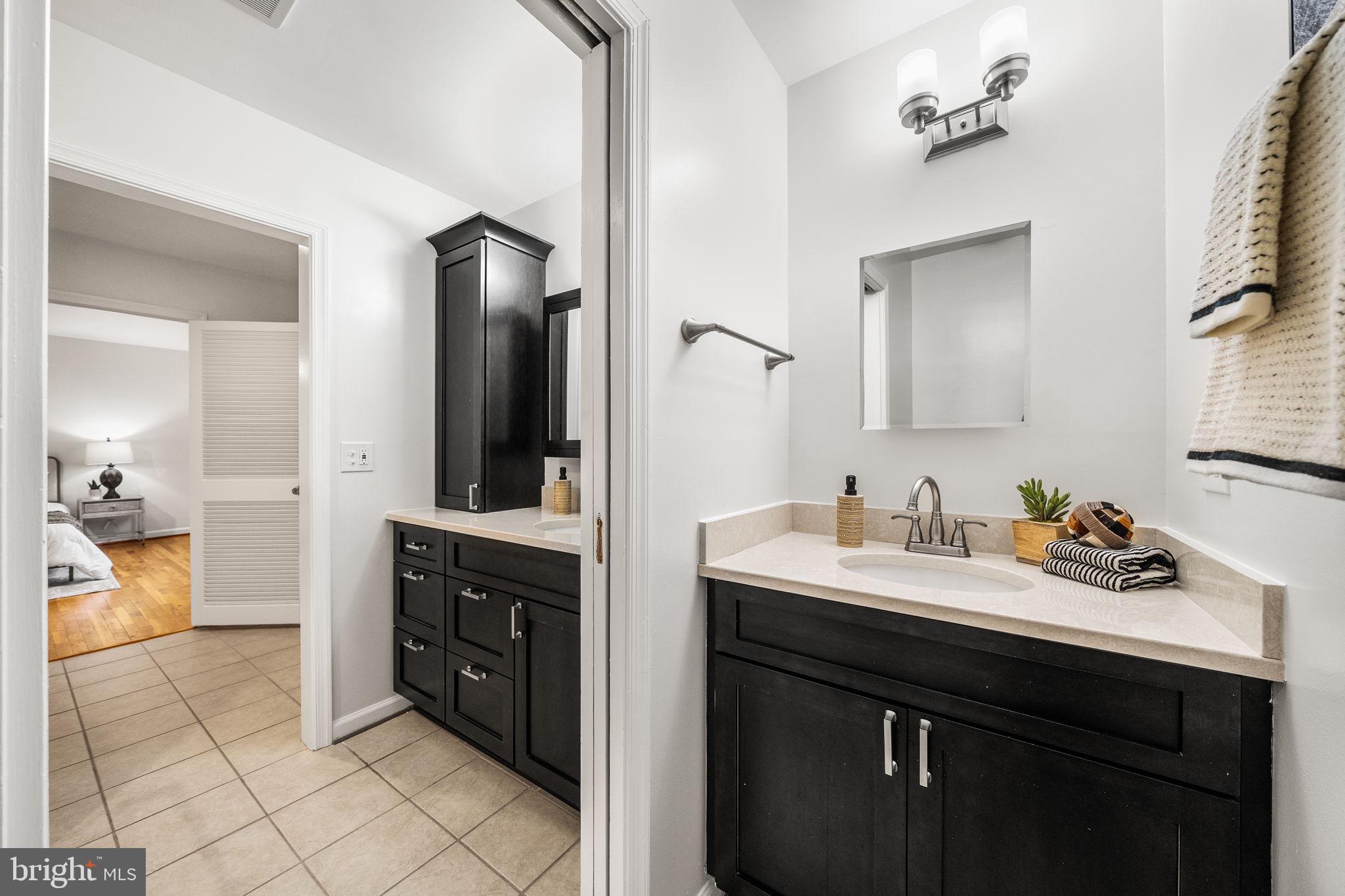 8333 Garfield Court Springfield, VA 22152 - Photo 32 of 60 a bathroom with a sink and a mirror