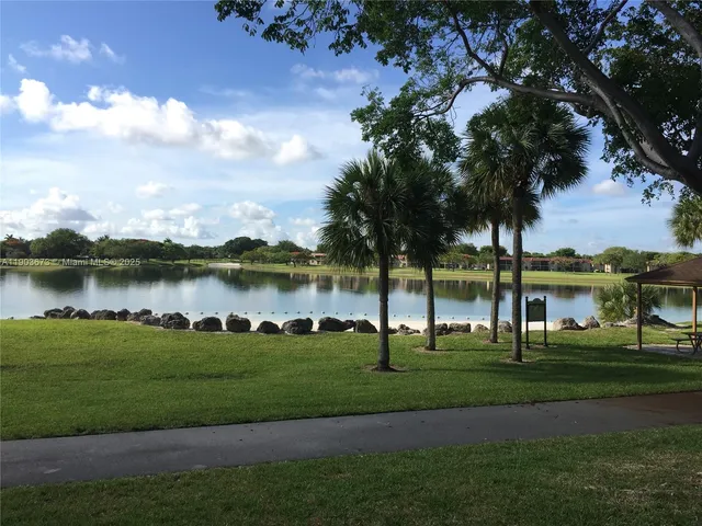 a view of a lake with houses