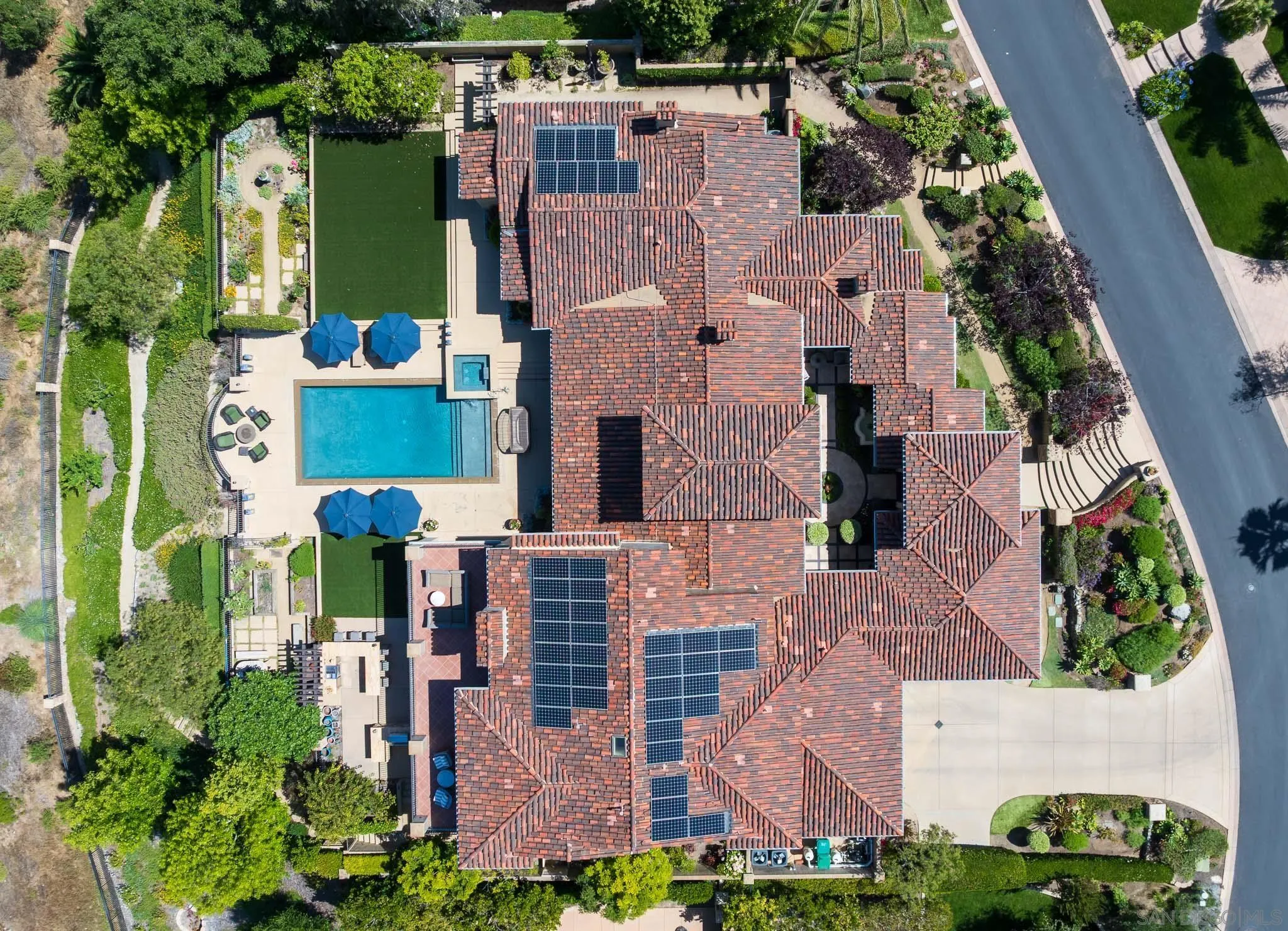 8053 High Time Ridge San Diego, CA 92127 - Photo 45 of 62 an aerial view of a house with a backyard space and balcony