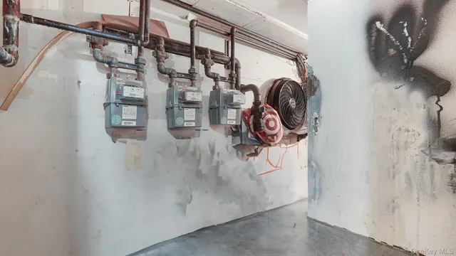 a view of a white house with many windows and plants