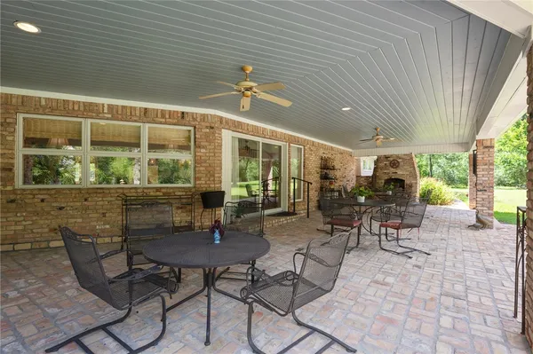 a outdoor space with lots of tables and chairs