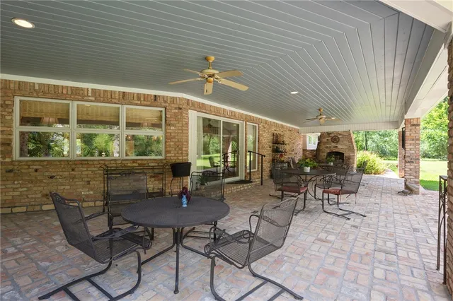 a outdoor space with lots of tables and chairs