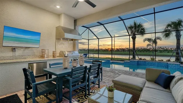 a open kitchen with a table and chairs