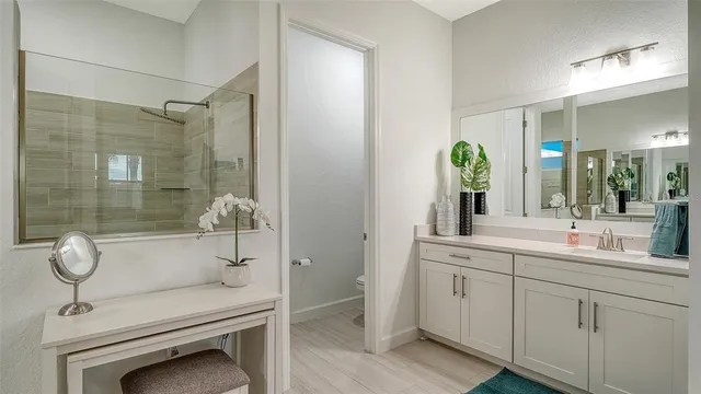 a bathroom with a shower