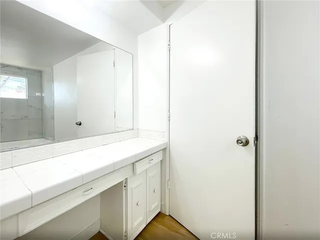 a room with cabinets