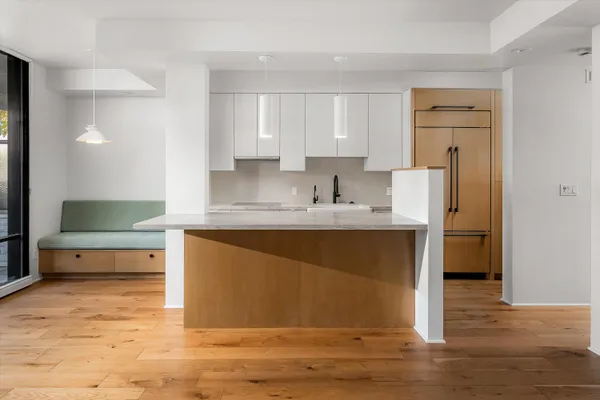 a view of a city with an ocean