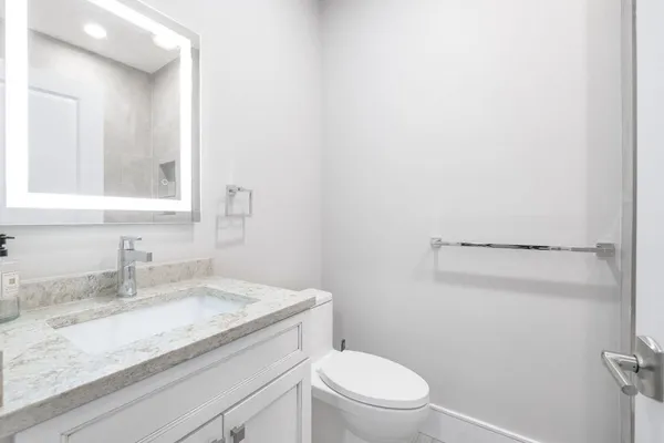 a bathroom with a bathtub