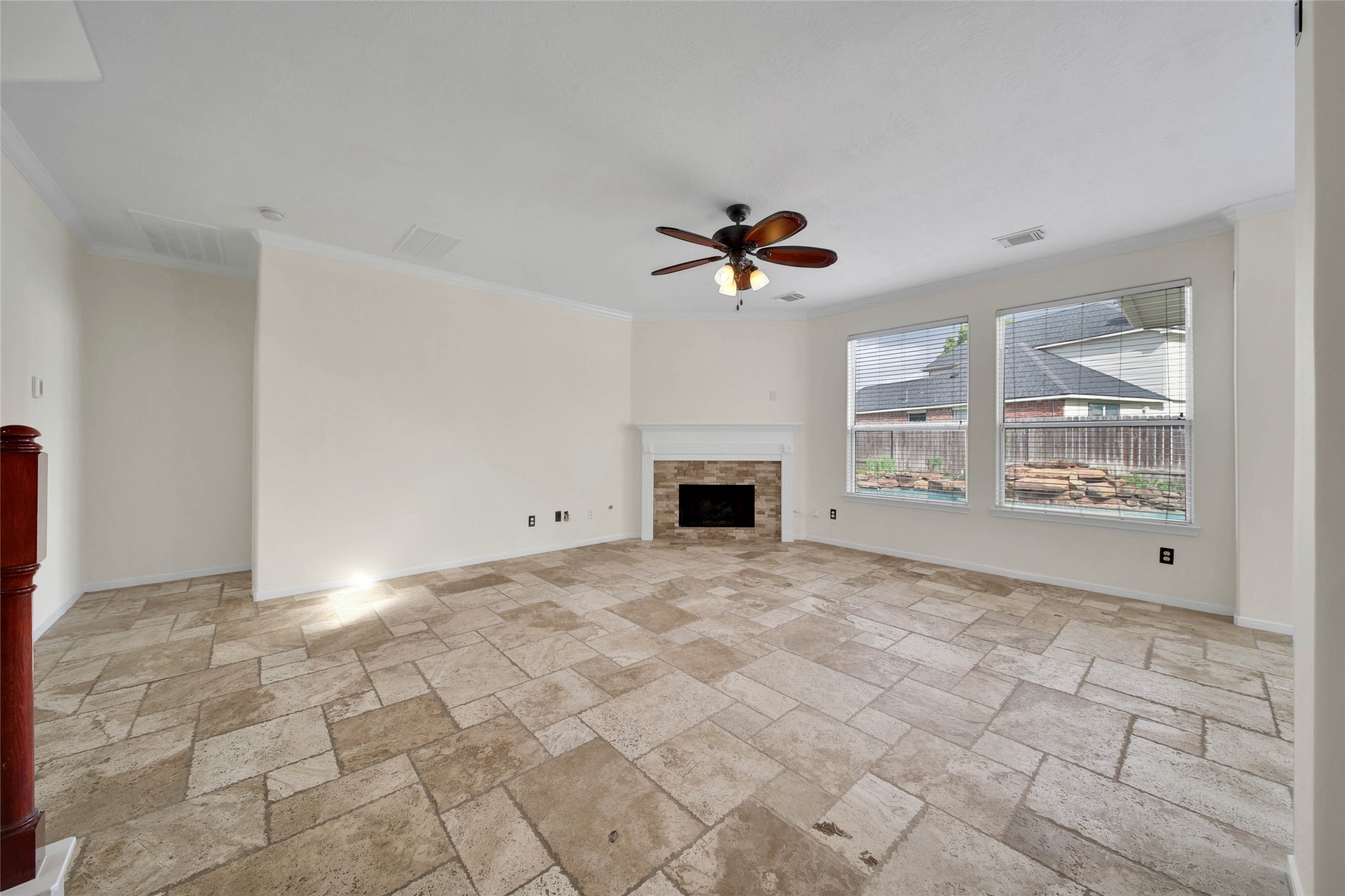 2215 2 Trail Drive Spring, TX 77373 - Photo 9 of 46 The family room overlooks the pool and has a gas log corner fireplace.