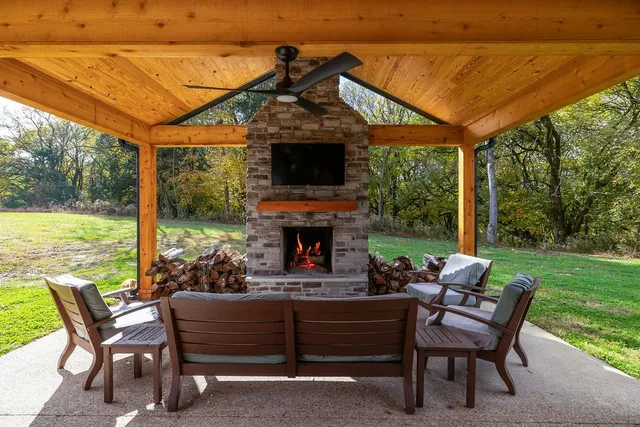 a outdoor living space with furniture and garden view