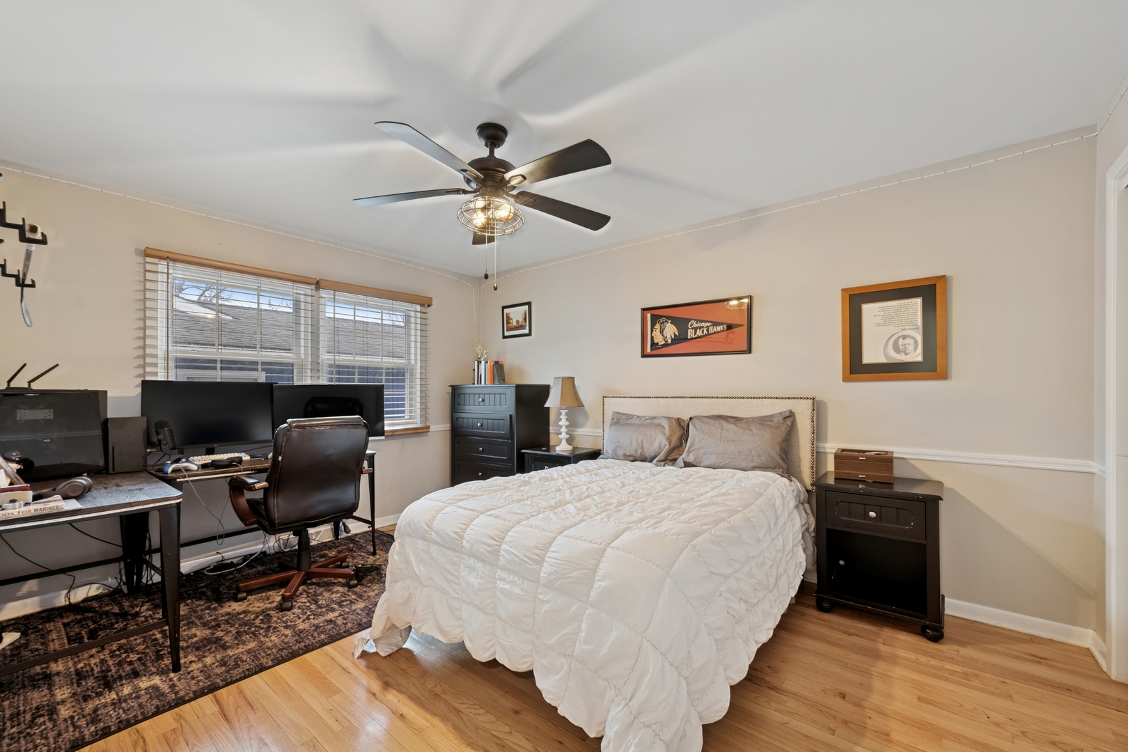151 Walton Street Barrington, IL 60010 - Photo 15 of 22 a bedroom with a bed a computer on the desk and a dresser next to a window