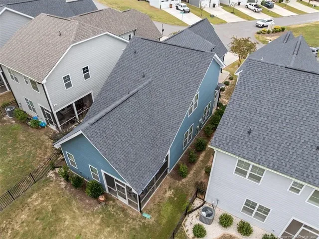 an aerial view of a house