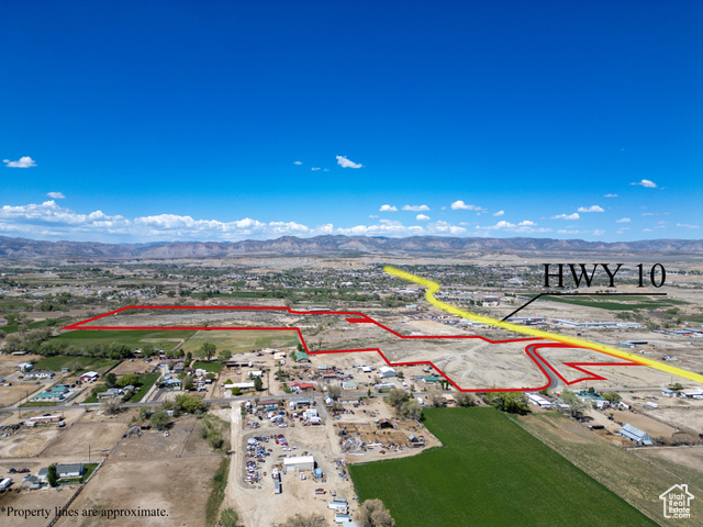 0 See Directions Price, UT 84501 - Photo 3 of 15 Aerial view of property's location featuring mountains and property parcel outlined