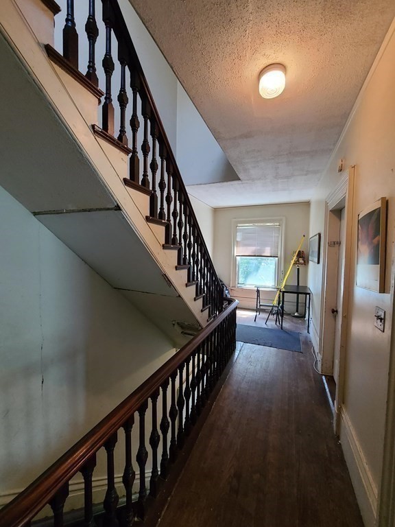 16 Malbert Road Boston, MA 02135 - Photo 20 of 38 a view of staircase with lots of frames on wall and windows